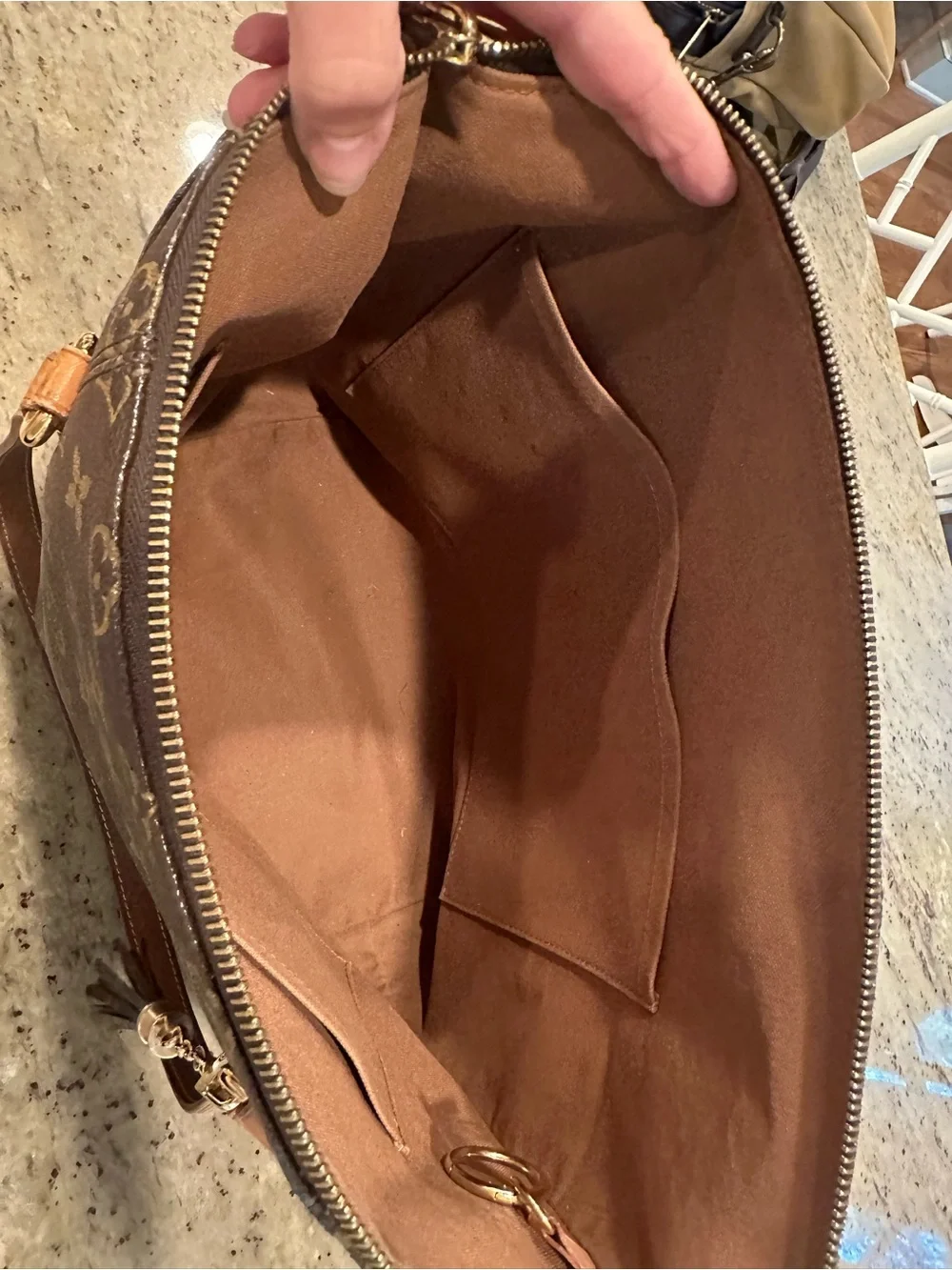 Louis Vuitton Monogram Canvas Tote with Tan Straps